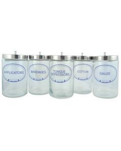 Sundry Jars- Labeled Glass (Set/5)   7  x 4.25